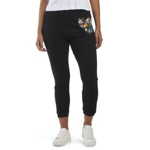 LAUREN MOSHI Black Alana Cropped Sweatpants With Retro Elements